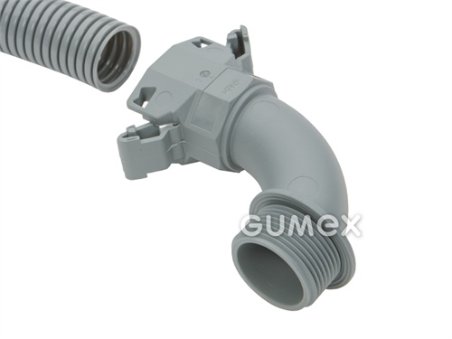 Konektor NORDUC A90°-K65-A 185 M, pro chráničky 23mm, vnější závit M25x1,5, IP65, PA6, -40°C/+120°C, šedý
